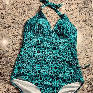 Tropical Escape Halter v neck swimsuit 14
